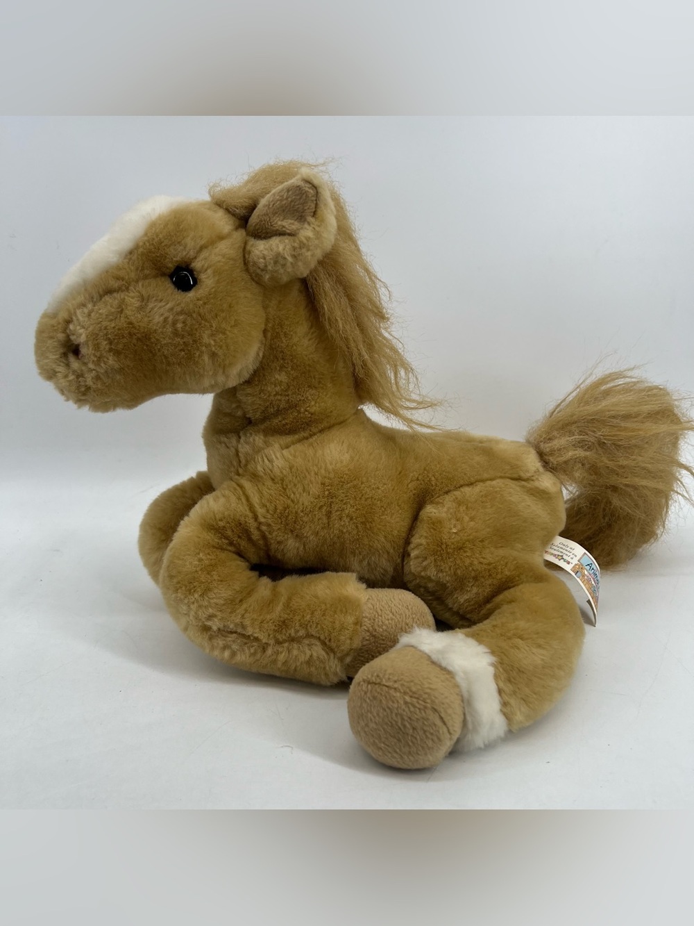 Animal Alley Mustang Horse Plush Light Brown Toys R Us Floppy 12” Palomino VTG